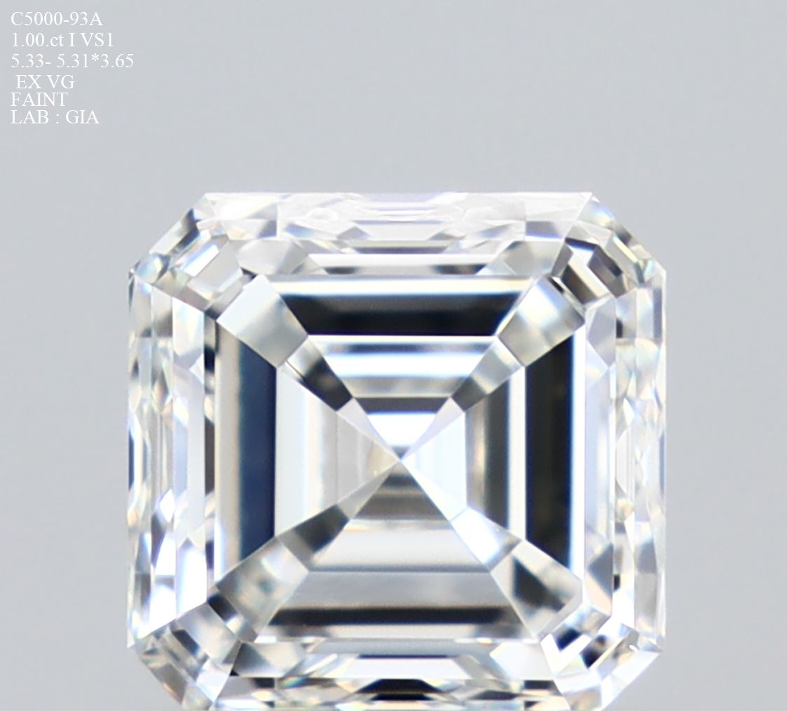 Diamante Taglio Smeraldo Quadrato 1ct VG/EX I VS1 - GIA - 5.33x5.31x3.65mm