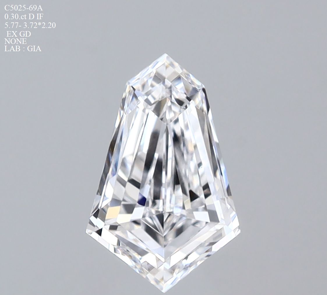Diamante Naturale Taglio Aquilone 0.3ct G/EX D IF - GIA - 5.77x3.72x2.2mm