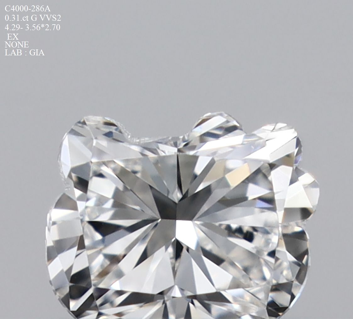 Diamante Naturale Taglio Particolare 0.31ct G/EX G VVS2 - GIA - 4.29x3.56x2.7mm