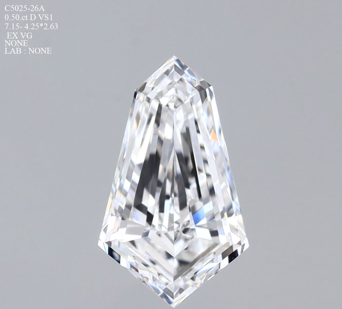 Diamante Naturale Taglio Aquilone 0.5ct VG/EX D VS1 - GIA - 7.15x4.25x2.63mm